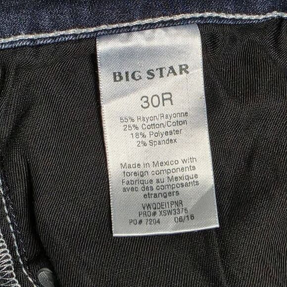 Big Star Desi Skinny Jeans 30R Dark Wash Stretch Denim - Picture 8 of 12